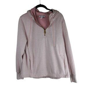 Athleta Womens Cozy‎ Karma Pink Quarter Zip Pink Fleece-Lined Hoodie Sz M